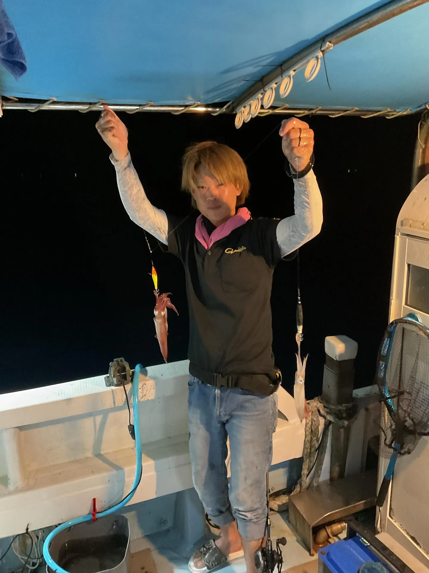 イカ釣りはじてやっとダブルできました😁